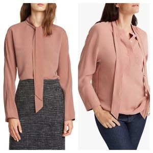 Club Monaco / pink tie neck bow blouse